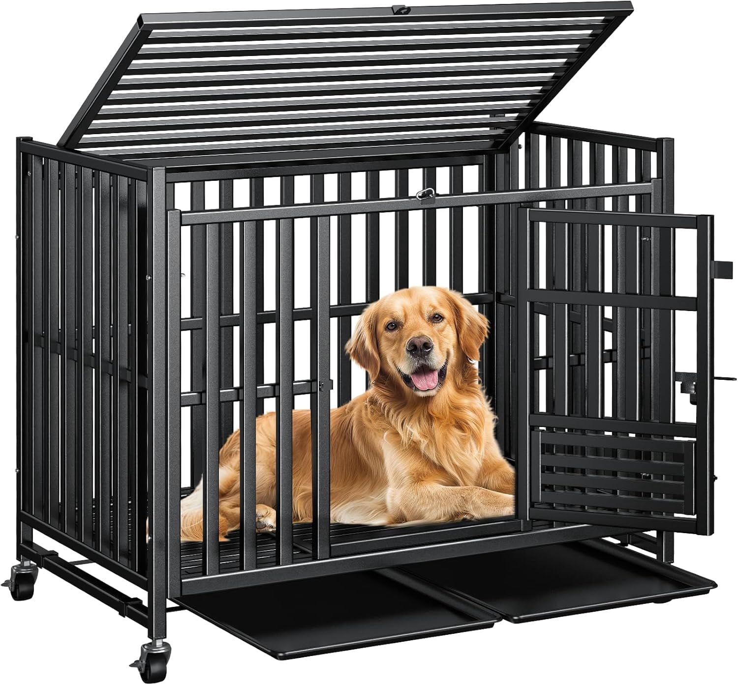 43-inch Heavy Duty Indestructible Dog Crate, Upgraded Escape-Proof Dog ... - Durable Dog Crate For Heavy Chewers