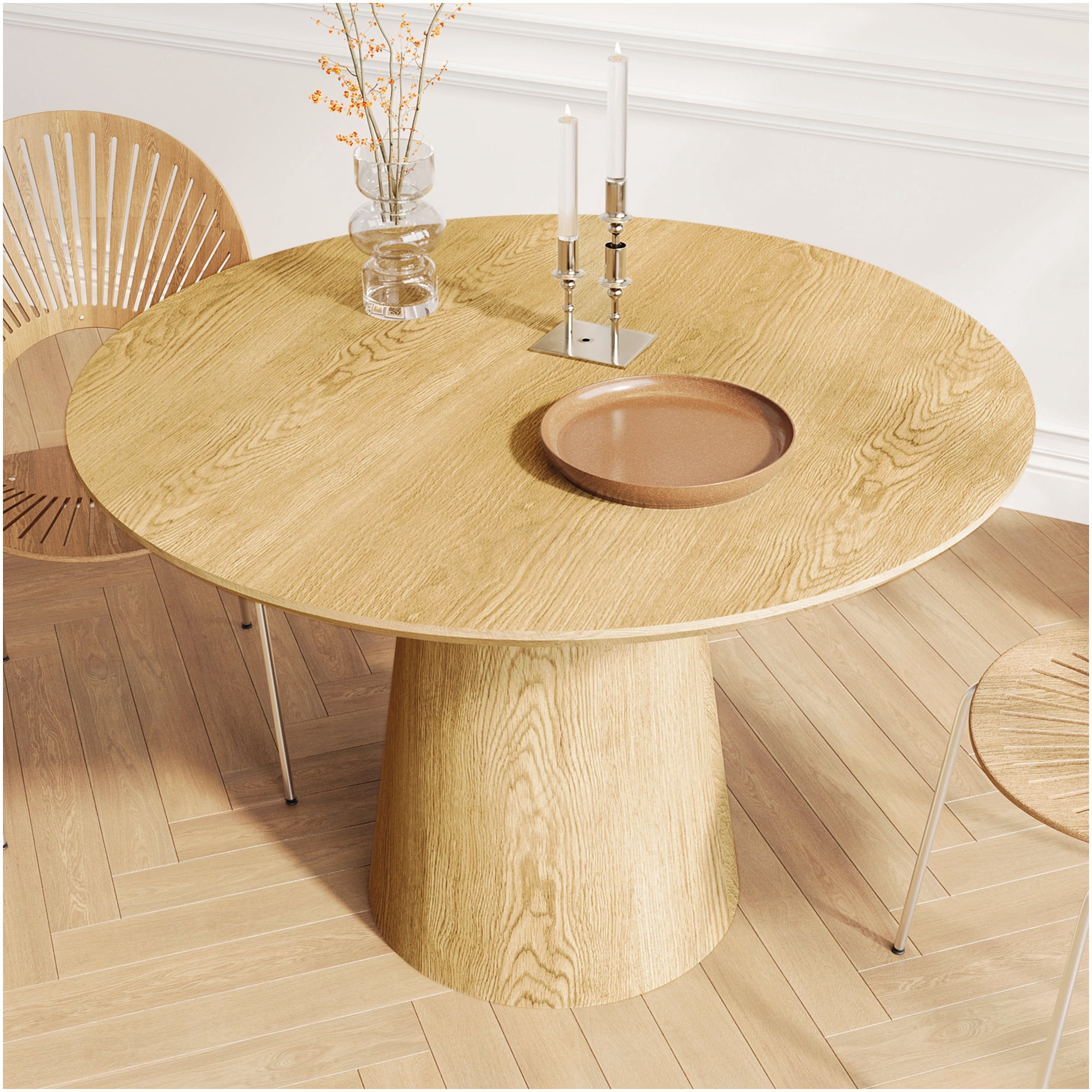 43 inch Modern Minimalist Round Dining Table, Wooden MDF Circular Table ...