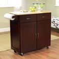 thumbnail image 1 of 43-inch W Portable Kitchen Island Cart with Natural Wood Top in Espresso, 1 of 2