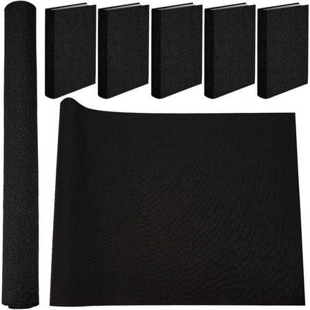 43 x 16.5 inch Book Cloth for Book Binding Braid Linen Fabric Surface Paper Backed Bookcover Notebook Wraps Black Book Covering Protector Bookbinding Supplies for Books Album DIY Scrapbooking