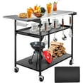 43" x 20" Outdoor Grill Cart with Side Table, 3Shelf Outdoor Grill