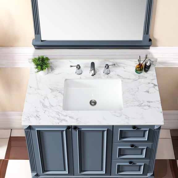 43"x22" Bathroom Vanity Counter | Elegant Design for Bathroom Aesthetics | Sintered Stone Material for Durability | Pre - drilled Faucet Holes for Convenience