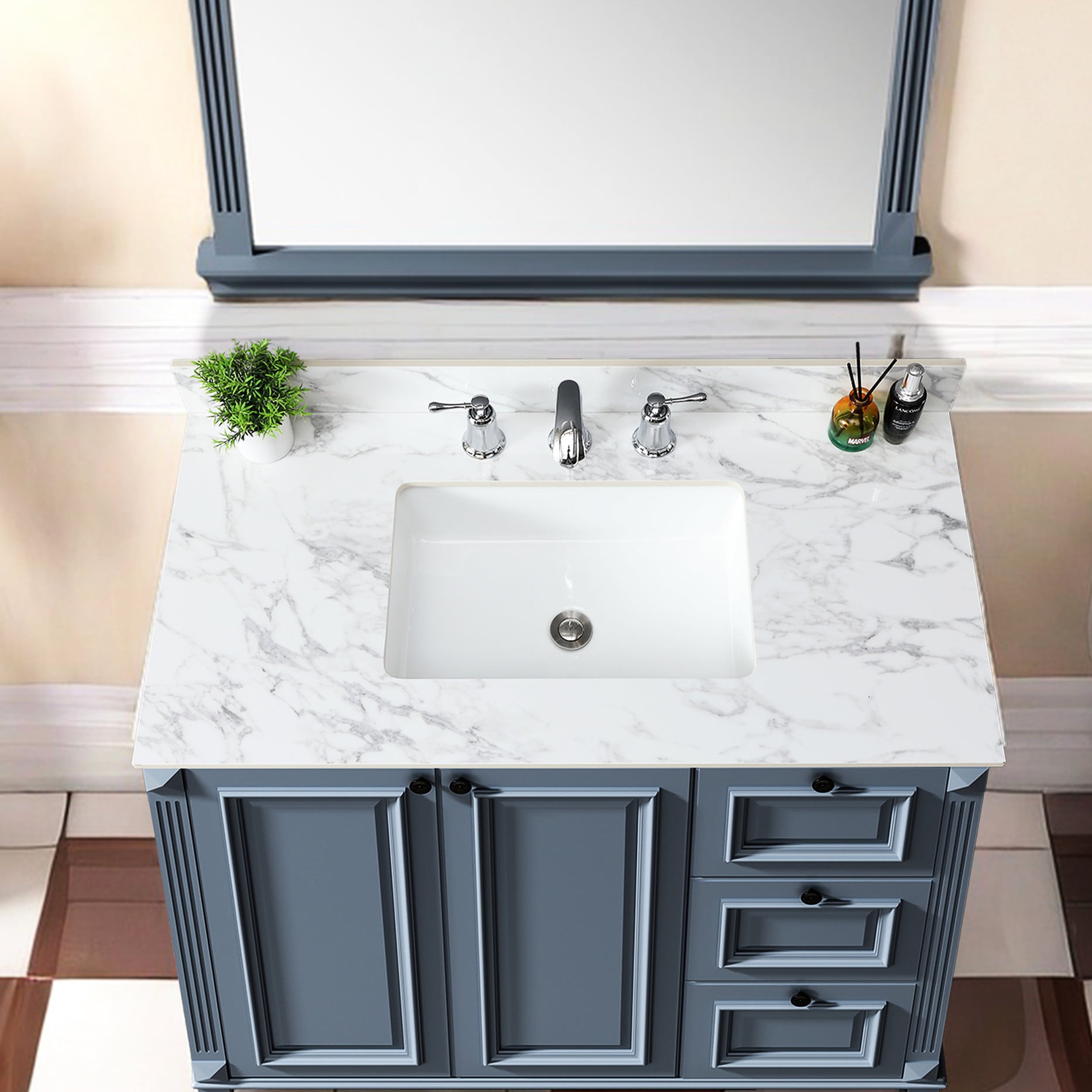 43"x22" Sintered Stone Bathroom Countertop | Ideal for Bathroom ...