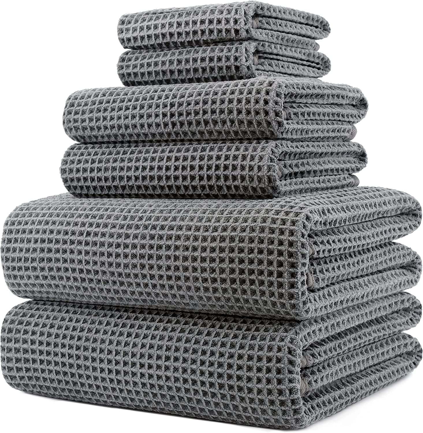430 GSM Microfiber Quick Dry Lint Free Oversize Bath Towel Set, 6 Piece (Waffle Weave) - Walmart.com