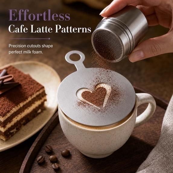 Library Layout Samples 430 Stainless Steel Coffee Latte Art Stencil Template for Cake ...