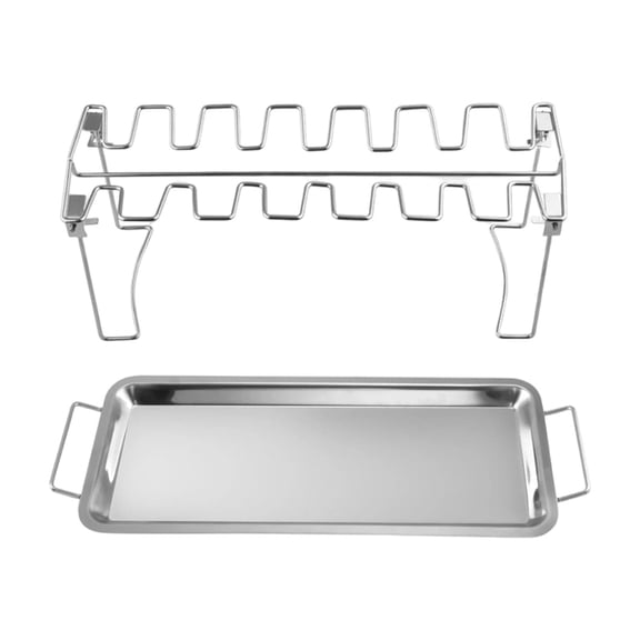 430 Stainless Steel Foldable Chicken Leg Rack with 14 Compartments, BBQ Drumstick Roasting Set