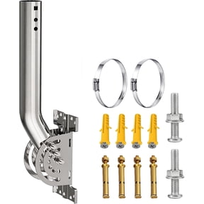 430 Stainless Steel Heavy Duty Antenna Mount, 13 in Three-Screw Locking Adjustable J-Pole with 1.38 in OD Pivot Base for Wireless Bridge, AP, CPE, Extender and Repeater