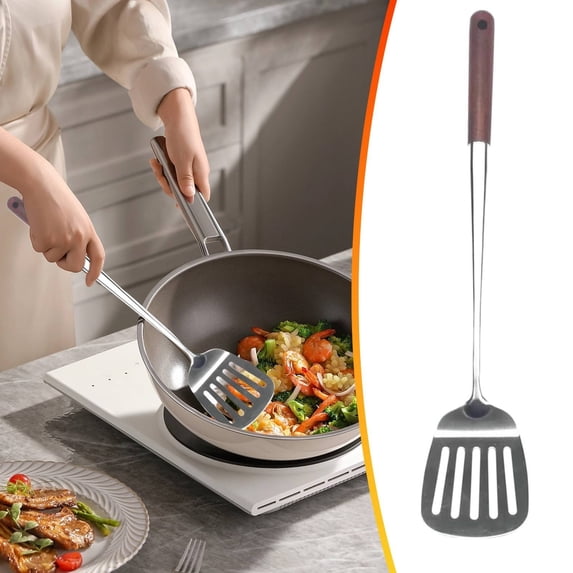 430 Stainless Steel Kitchen Utensil Set - Ergonomic Spatula and Spoon Set, Heat-Resistant Frying Pan and Slotted Turner, Dishwasher-Safe Cooking Tool Kit, 8-Piece Non-Scratch Kitchenware