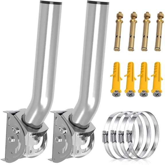 430 Stainless Steel Wireless Bridge Mount, 2-Pack 11 in Dual Screw Locking J Pole Mounting Bracket for Wall or Pole, 160 Angle Adjustable, 1.38 in OD, for AP Access Point CPE Extender Repeater