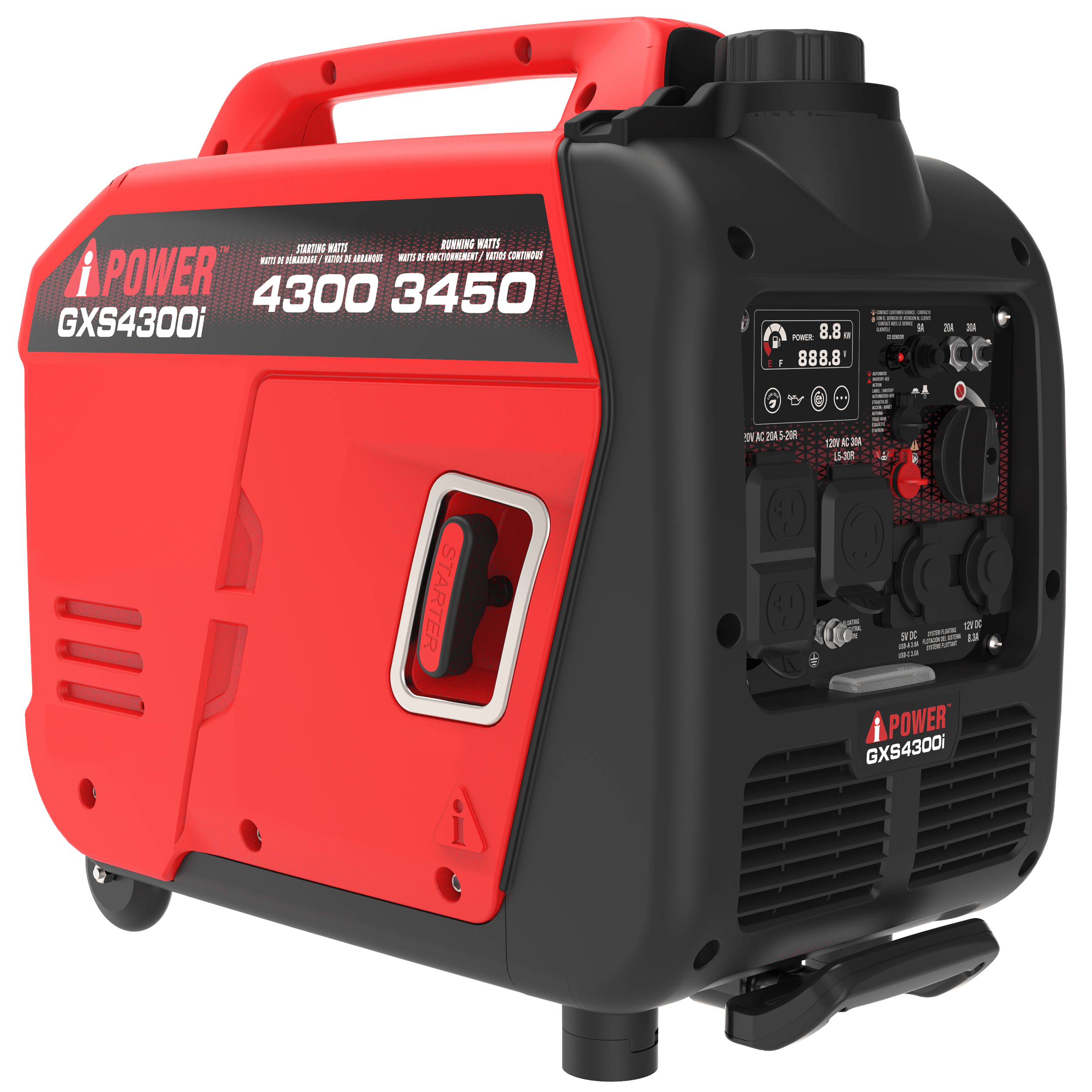 A-iPower 4300-Watt Recoil Start Gasoline Inverter Generator with CO Sensor