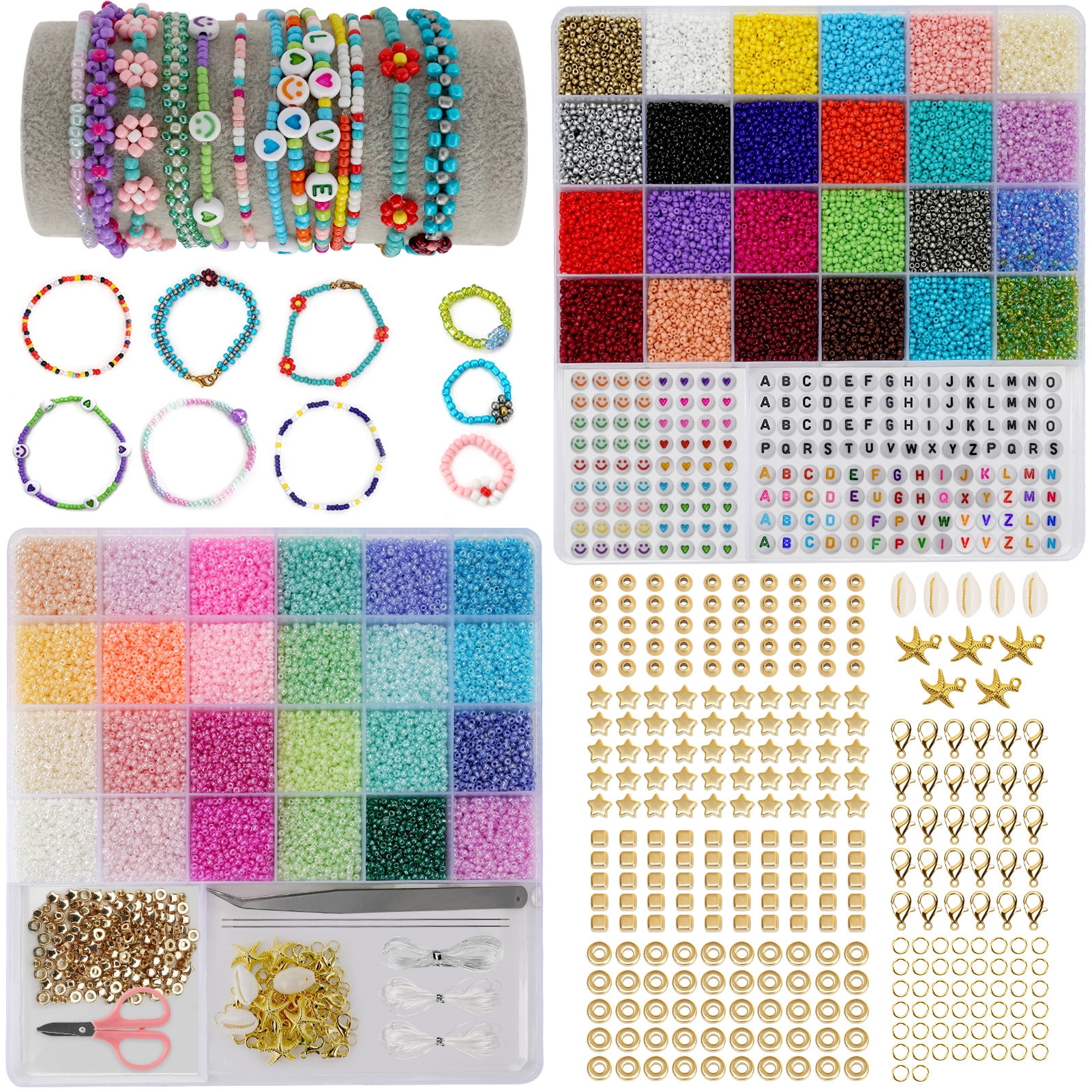 43000 PCS 2 Boxes Glass Seed Beads for Jewelry Making Kit,Tiny Beads Set for Bracelets Making, DIY,Art and Craft Friendship Gifts Toys for Girls Kids Adults,2mm