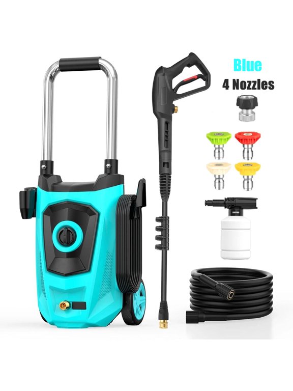 4300Psi Electric Pressure Washer, New Power Washer with 35FT+20FT Resistant Extension Pressure Washer Hose, 4 Nozzles, for Home/Car(Blue)