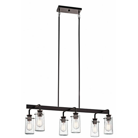 43059OZ Kichler Lighting Braelyn - 6 Light Linear Chandelier - with Vintage Industrial inspirations - 11.5 inches tall by 15 inches wide-Olde Bronze