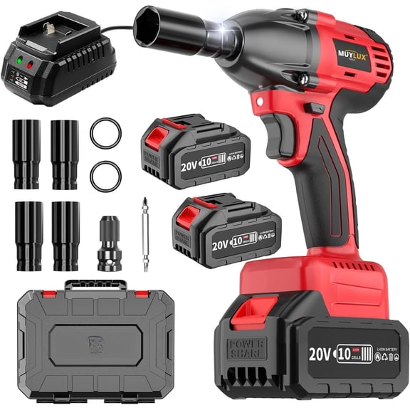 430N.m/320Ft-lbs Brushless Cordless Impact Wrench 1/2 Inch with 4.0Ah and , High Torque Impact , Power Drill Driver for /DIY Furniture/, 2