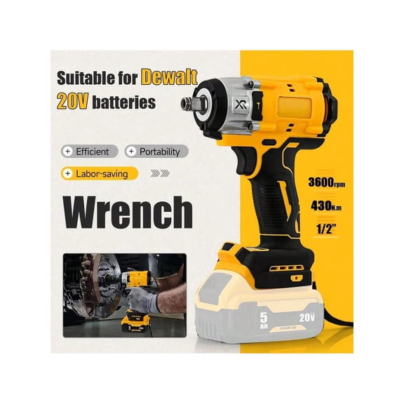 430N.m Brushless Impact Wrench, 3600RPM 1/2" for Car & Home (Dewalt 20V Compatible) - Perfect Gift For 2026.