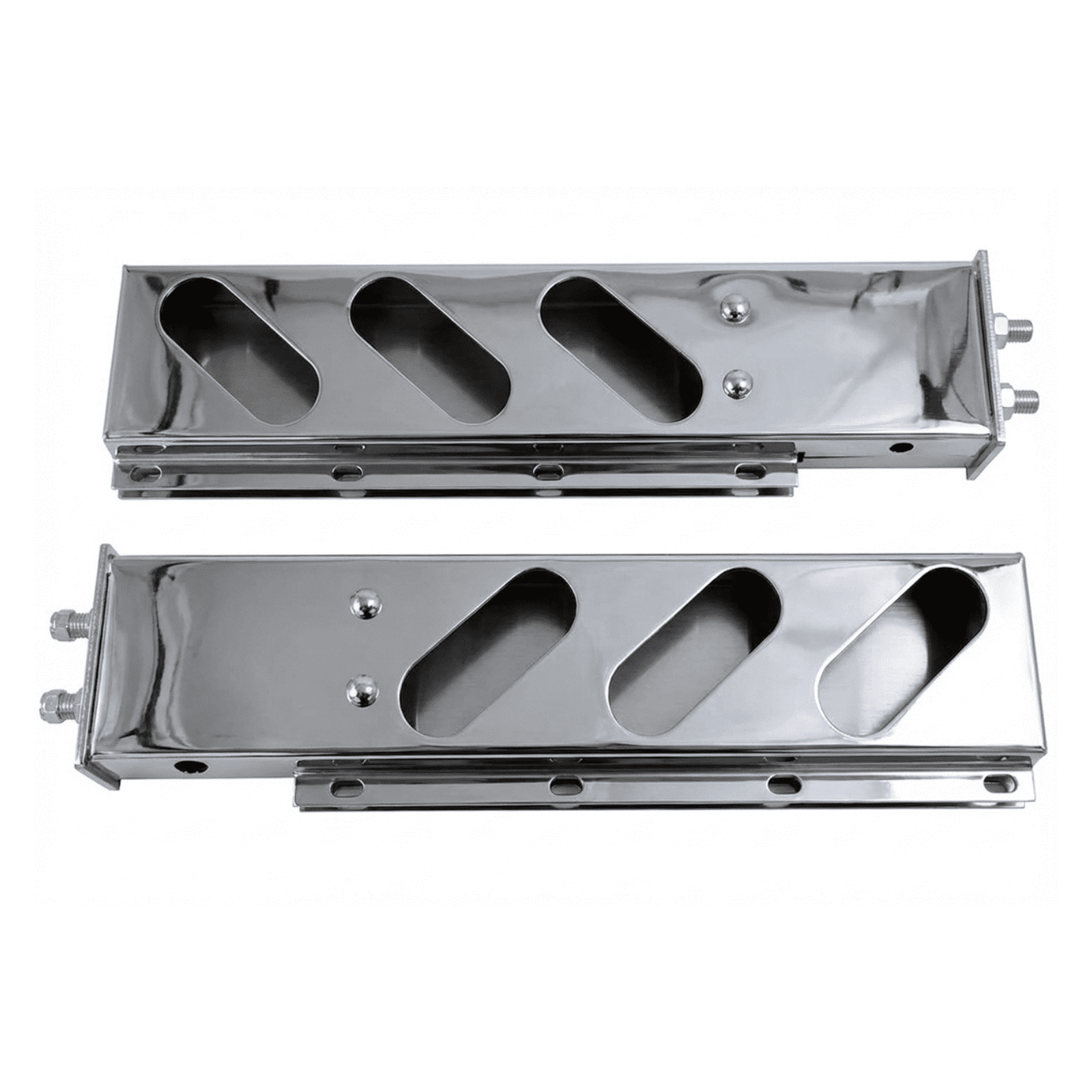 GBK 430SS Stainless Steel Spring Loaded Light Bar Mud Flap Hanger for Semi Trucks, Six Oval Light Cutouts, Bolt Spacing 2.5 in, 1 Pair (2PCS), GM3035