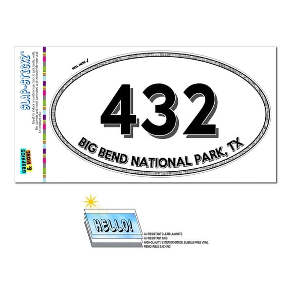 432 - Big Bend National Park, TX - Texas - Oval Area Code Sticker