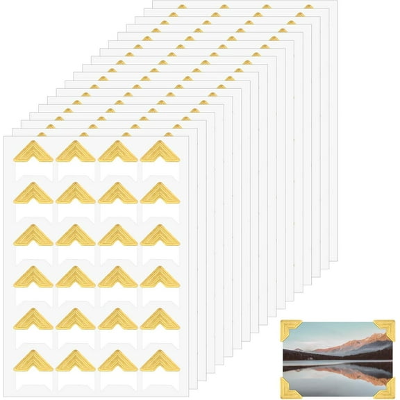 432 Pcs Photo Corners, Self-Adhesive Gold Photo Corner Stickers for Scrapbooking and DIY Photo Albums