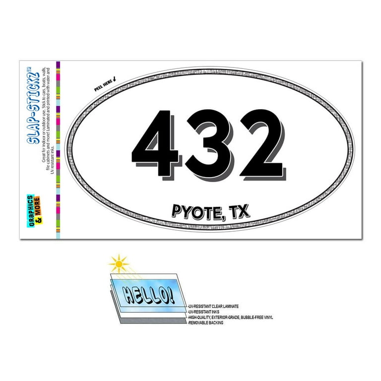 432 - Pyote, TX - Texas - Oval Area Code Sticker - Walmart.com