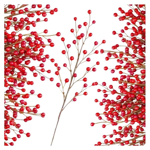 432pc Bulk Weather Resistant Vinyl Red Berry Picks - For Christmas Decor - Factory Direct Craft