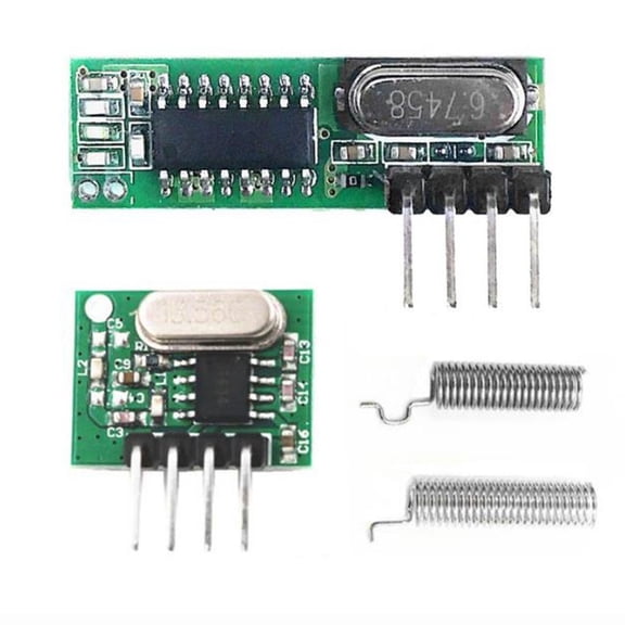 433MHz Superheterodyne RF Receiver and Transmitter Module Set with Antennas, Wireless Remote Control Switch Kit for Access Control, Smart Home, Garage Door, Car Alarm and Industrial Automation