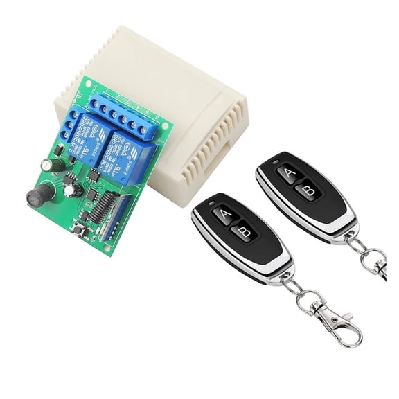 433MHz Universal Wireless Remote Control Switch DC 6V 12V 24V 2 Channel RF Receiver, 50m Remote Control, For Light/Gate/Motor/DIY