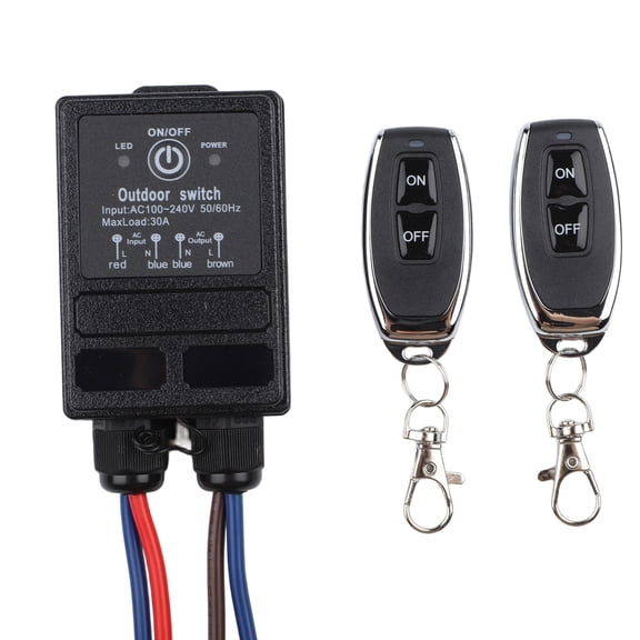 433MHz Wireless Remote Control Switch, 30A Waterproof IP65 Relay Receiver for Lights, Pumps, Motors, AC 100-240V, Outdoor Use