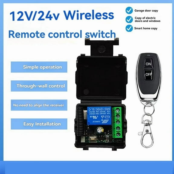 433MHz Wireless Remote Control Switch Relay 12V Remote Control Switch for Garage Door Motor Light Control,1 x Remote Control Switch 2 x Remote Control