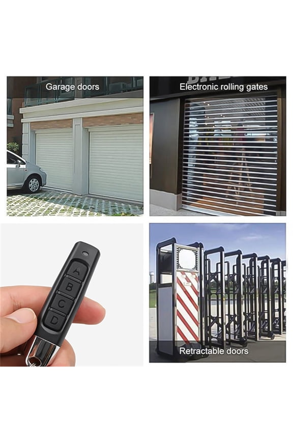 433Mhz Frequency Remote Control Key Fob, 4-Button Duplicator With Keychain Clip, For Garage Doors Gate Openers Car Alarms Burglar Systems