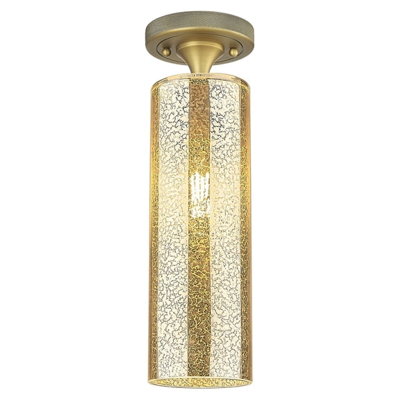 434-1F-BB-G434-12ME Innovations Lighting Crown Point - 1 Light Flush Mount In Industrial Style-15 Inches Tall and 4.5 Inches Wide-Brushed Brass