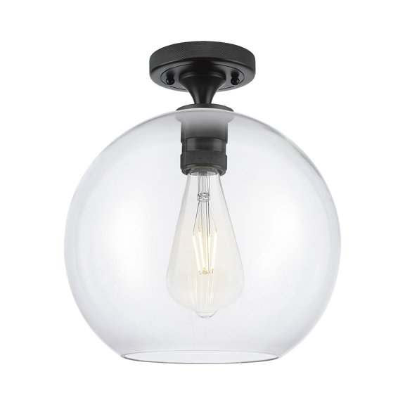 434-1F-BK-G122-10 Innovations Lighting Crown Point - 1 Light Flush Mount-9.63 Inch Tall and 10 Inch Wide-Matte Black Finish-Clear Glass Color
