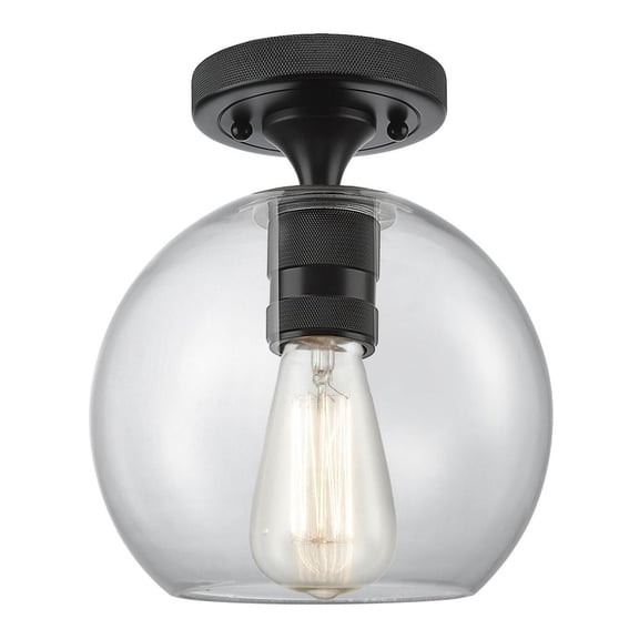 434-1F-BK-G122-8 Innovations Lighting Crown Point - 1 Light Flush Mount-8 Inch Wide and 9.5 Inch Tall-Matte Black Finish
