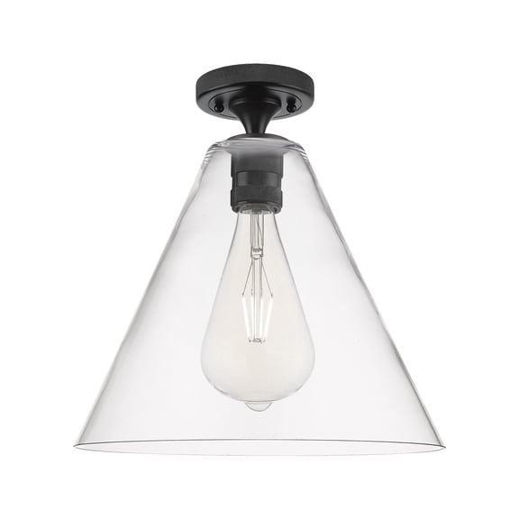 434-1F-BK-GBC-122 Innovations Lighting Crown Point - 1 Light Berkshire Flush Mount-9.63 Inch Tall and 12 Inch Wide-Matte Black Finish-Clear Glass
