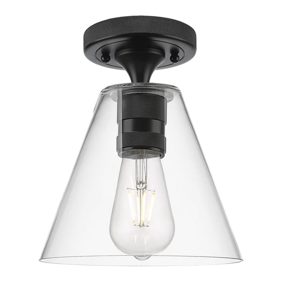 434-1F-BK-GBC-82 Innovations Lighting Crown Point - 1 Light Flush Mount-8 Inch Wide and 11 Inch Tall-Matte Black Finish-Clear Glass Color