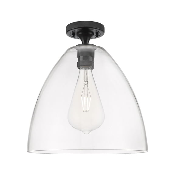 434-1F-BK-GBD-122 Innovations Lighting Crown Point - 1 Light Bristol Flush Mount-9.63 Inch Tall and 12 Inch Wide-Matte Black Finish-Clear Glass Color