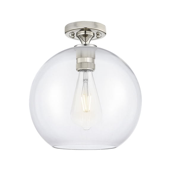 434-1F-PN-G122-10 Innovations Lighting Crown Point - 1 Light Flush Mount-9.63 Inch Tall and 10 Inch Wide-Polished Nickel Finish-Clear Glass Color