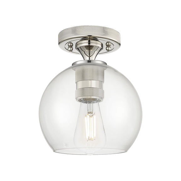 434-1F-PN-G122-6 Innovations Lighting Crown Point - 1 Light Flush Mount-7.63 Inch Tall and 5.88 Inch Wide-Polished Nickel Finish-Clear Glass Color