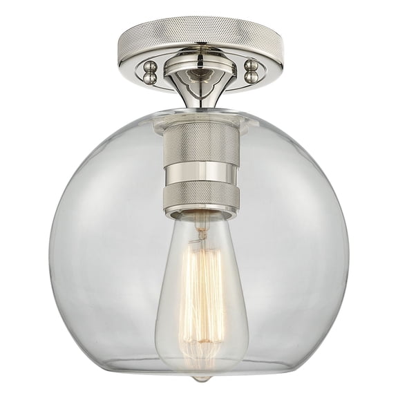 434-1F-PN-G122-8 Innovations Lighting Crown Point - 1 Light Flush Mount-8 Inch Wide and 9.5 Inch Tall-Polished Nickel Finish
