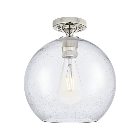 434-1F-PN-G124-10 Innovations Lighting Crown Point - 1 Light Flush Mount-9.63 Inch Tall and 10 Inch Wide-Polished Nickel Finish-Seedy Glass Color