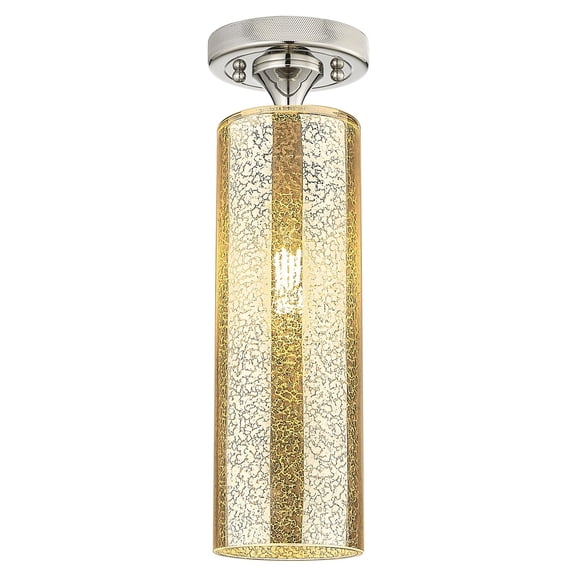 434-1F-PN-G434-12ME Innovations Lighting Crown Point - 1 Light Flush Mount In Industrial Style-15 Inches Tall and 4.5 Inches Wide-Polished Nickel