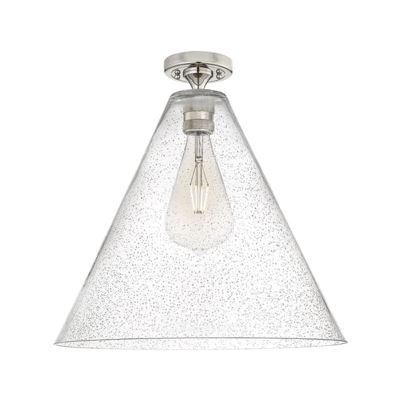 434-1F-PN-GBC-164 Innovations Lighting Crown Point - 1 Light Berkshire Flush Mount-9.63 Inch Tall and 16 Inch Wide-Polished Nickel Finish-Seedy Glass