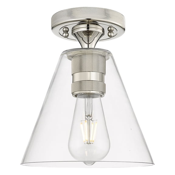 434-1F-PN-GBC-82 Innovations Lighting Crown Point - 1 Light Flush Mount-8 Inch Wide and 11 Inch Tall-Polished Nickel Finish-Clear Glass Color