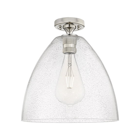 434-1F-PN-GBD-124 Innovations Lighting Crown Point - 1 Light Bristol Flush Mount-9.63 Inch Tall and 12 Inch Wide-Polished Nickel Finish-Seedy Glass