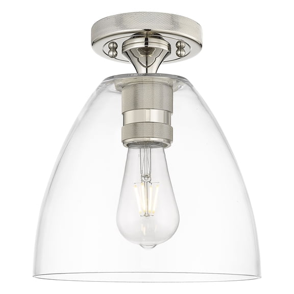 434-1F-PN-GBD-92 Innovations Lighting Crown Point - 1 Light Flush Mount-9 Inch Wide and 11 Inch Tall-Polished Nickel Finish