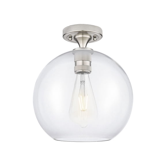 434-1F-SN-G122-10 Innovations Lighting Crown Point - 1 Light Flush Mount-9.63 Inch Tall and 10 Inch Wide-Satin Nickel Finish-Clear Glass Color