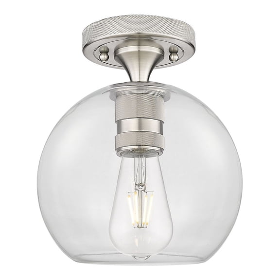 434-1F-SN-G122-8 Innovations Lighting Crown Point - 1 Light Flush Mount-8 Inch Wide and 9.5 Inch Tall-Satin Nickel Finish