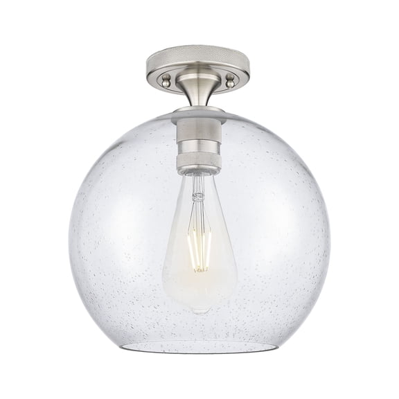 434-1F-SN-G124-10 Innovations Lighting Crown Point - 1 Light Flush Mount-9.63 Inch Tall and 10 Inch Wide-Satin Nickel Finish-Seedy Glass Color