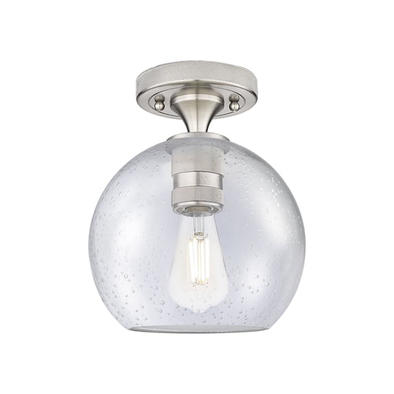 434-1F-SN-G124-8 Innovations Lighting Crown Point - 1 Light Flush Mount-9.5 Inch Tall and 8 Inch Wide-Satin Nickel Finish