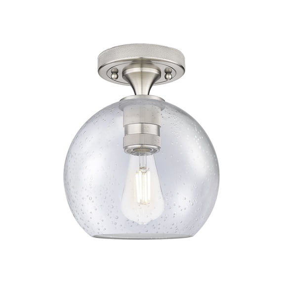 434-1F-SN-G124-8 Innovations Lighting Crown Point - 1 Light Flush Mount-9.5 Inch Tall and 8 Inch Wide-Satin Nickel Finish