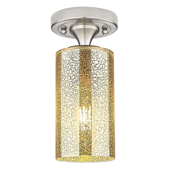434-1F-SN-G434-7ME Innovations Lighting Crown Point - 1 Light Flush Mount In Industrial Style-9.63 Inches Tall and 4.5 Inches Wide-Satin Nickel